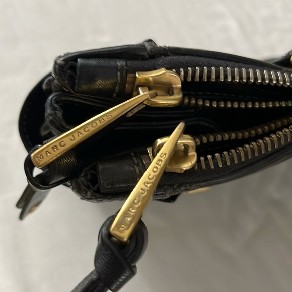 Marc Jacobs Quilted Leather Satchel Tote Black Gold Hardware Made in Italy - Picture 11 of 17